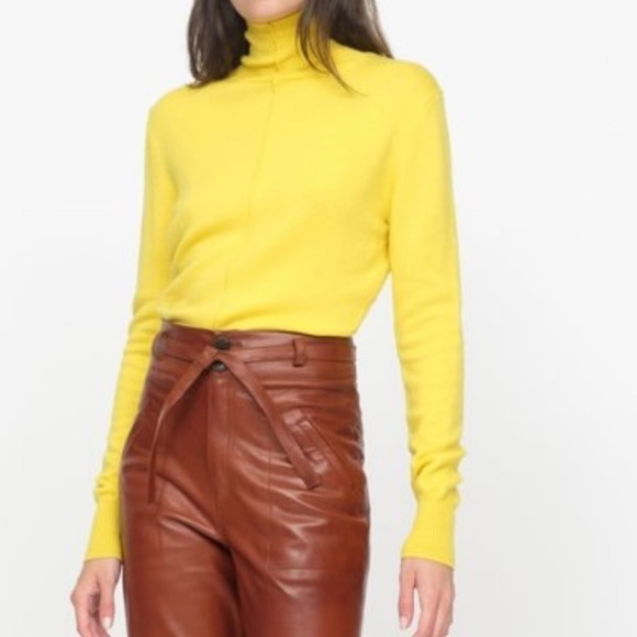 Sea New York Nora Turtleneck Mock Neck Sweater Yellow Wool Size Small - Picture 1 of 13
